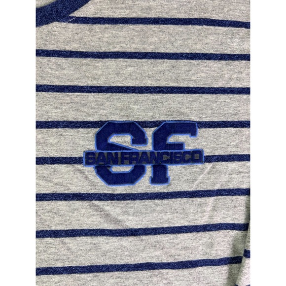 90s HRLA San Francisco Striped Long Sleeve Shirt Gray Blue XL Classic Preppy‎ - Picture 2 of 8